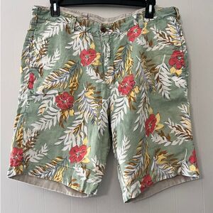 Tailor Vintage Green Floral Men's Shorts 100% Linen